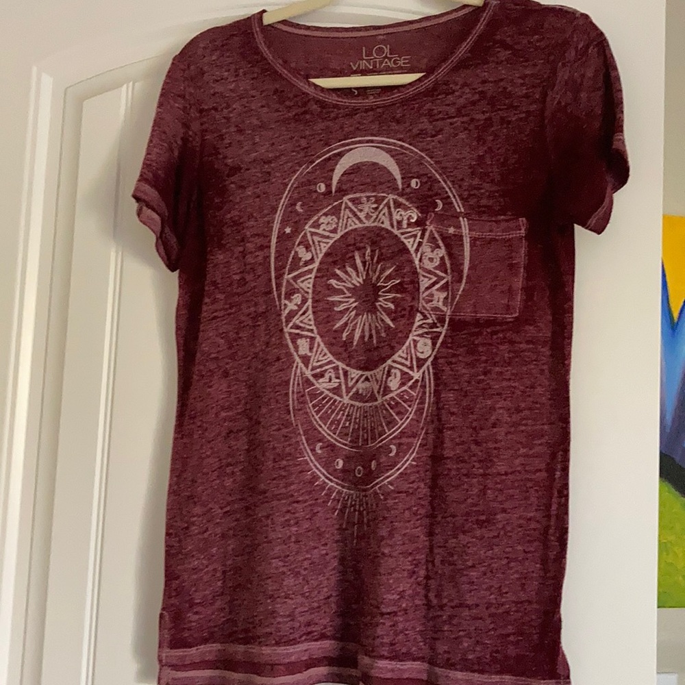 Maroon boho t shirt